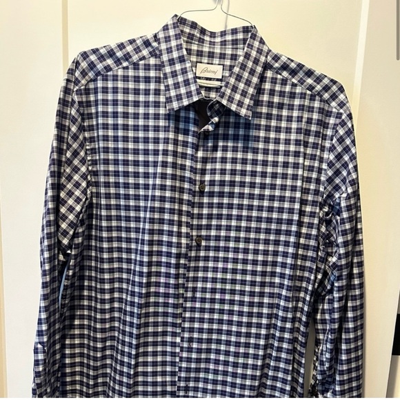 Brioni Men's Blue Checkered Shirt - Picture 1 of 5